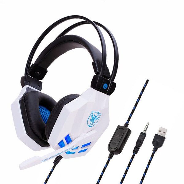 Stereo Over Ear Gaming Headset for PS4 Xbox One with MIC LED Light 3.5mm Wired Gamer Headphones