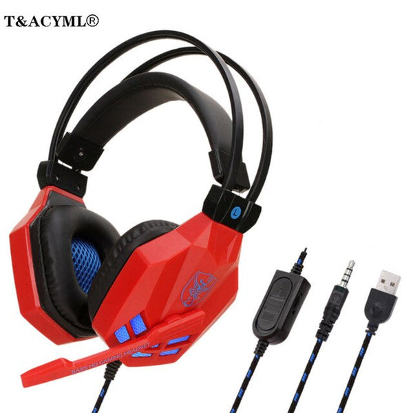 Stereo Over Ear Gaming Headset for PS4 Xbox One with MIC LED Light 3.5mm Wired Gamer Headphones